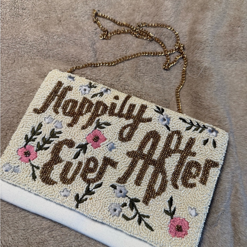 Embroidered 'Happily Ever After' Clutch